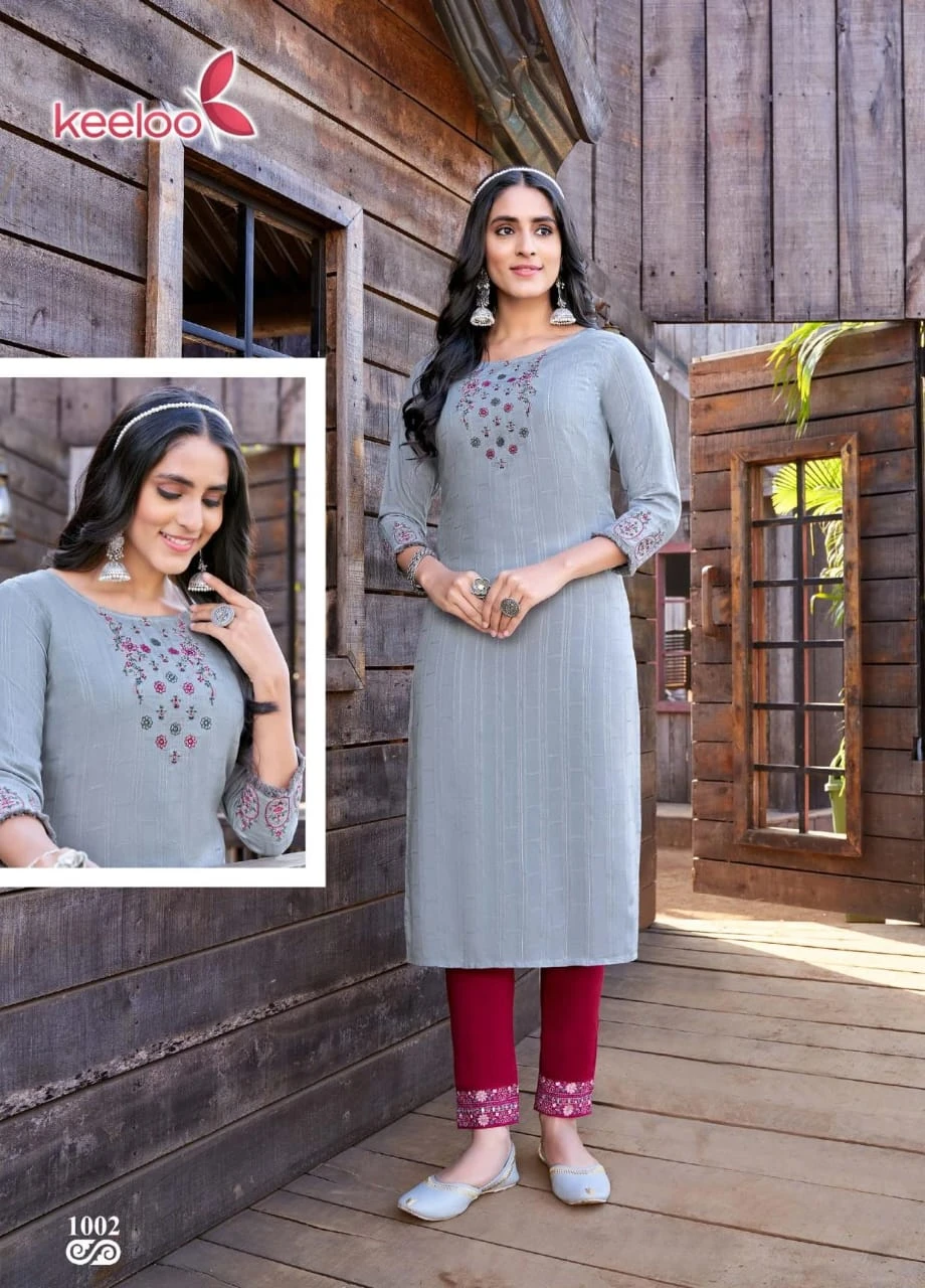 Keeloo Gulab Vol 1 Heavy Dobby Rayon Wholesale Kurti with Pant Catalog — Wholesale Kurtis, MPA wholesale from Surat - Gallery Image 4